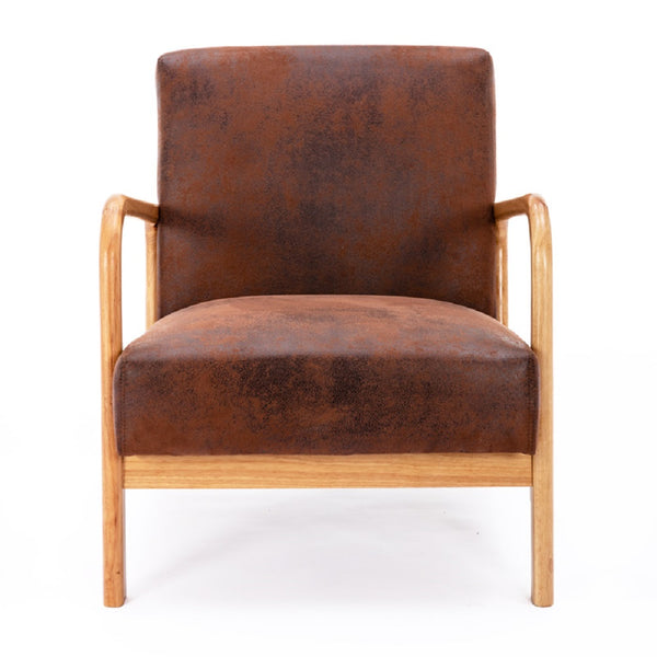 English Elm Classic Mid Century Modern Accent Chair with Espresso Wood Frame, Plush Microfiber Cushioning & Retro Appeal Brown B2735P271037