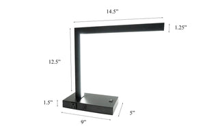 English Elm Modern LED Desk Lamp Pewter with USB Port & Power Outlet, Compact Metal Design for Workspaces B080P324887