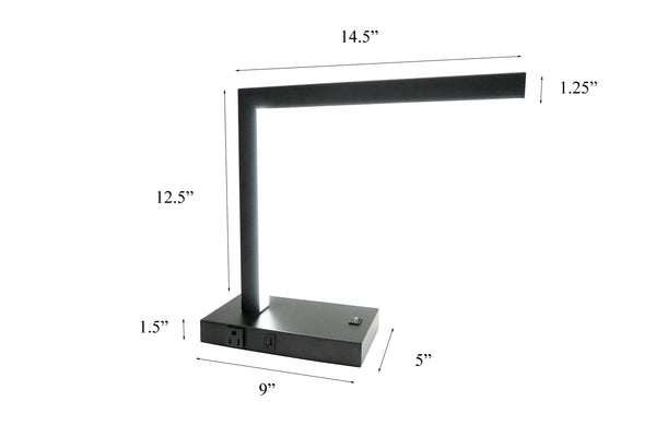 English Elm Modern LED Desk Lamp Pewter with USB Port & Power Outlet, Compact Metal Design for Workspaces B080P324887