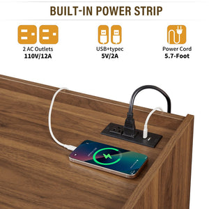 English Elm Christopher Knight Home® - Mirod Modern TV Stand with 4 Drawers, Tempered Glass Top, Built-In Charging Ports & LED Lighting Walnut N760P255436Z