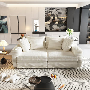 English Elm 102.4" Plush Corduroy 4-Seat Sofa - Modern Cloud Couch With Movable Ottoman For Ultimate Comfort & Style W1885S00108