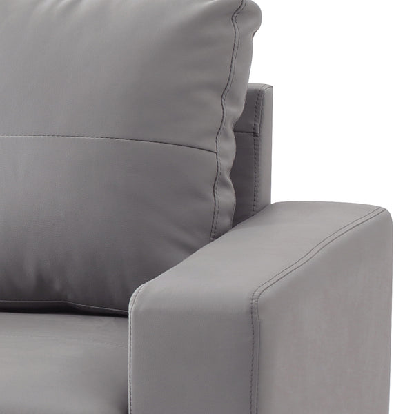 English Elm Modern Gray Sofa PU Track Arm 3-Seater 36"H x 71"W x 32"D - Stylish, Easy Assembly, Versatile Comfort for Living Rooms B078108260