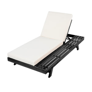 English Elm Lounge Chaise Outdoor Acacia Wood Slatted Frame with Water Resistant Cushion Resort Style N770P442B429CUSH