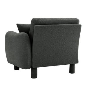 English Elm Lucas Boucle Upholstered Sofa Curved Arms Cylindrical Legs Modern Living Room Accent Dark Grey W3041P337446