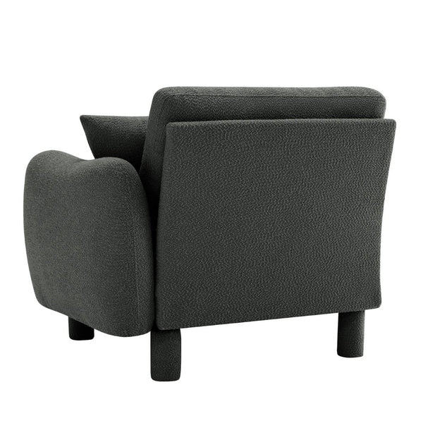 English Elm Lucas Boucle Upholstered Sofa Curved Arms Cylindrical Legs Modern Living Room Accent Dark Grey W3041P337446