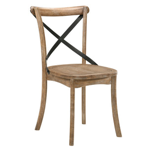 English Elm Rustic Oak Side Chair With Cross Back (Set Of 2)