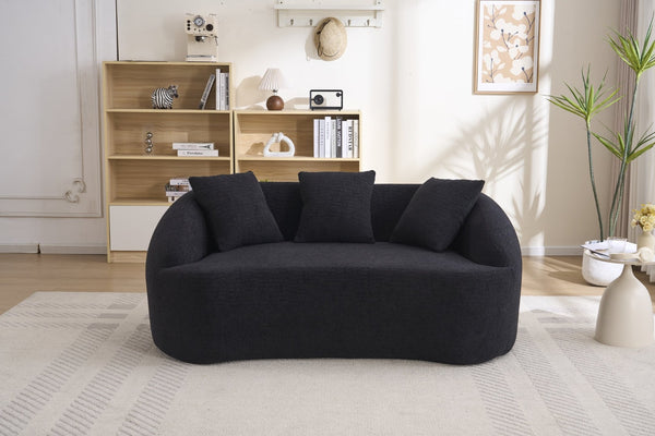 English Elm Ly-049s Curved Chenille Loveseat with Boneless Frame for Modern Living Spaces Black W2231P402442