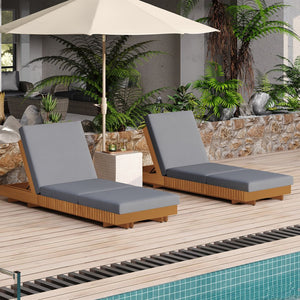 English Elm Christopher Knight Home® - Lounge Chaise Set – Stylish Acacia Wood With Water-Resistant Cushions & 6-Position Adjustability! N770P281696C_N770P208326G