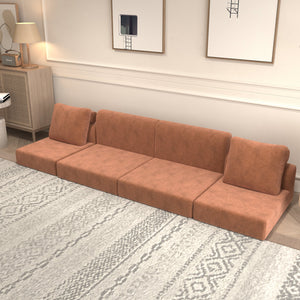 English Elm Convertible Folding Sofa Bed Brick Red Corduroy, Space-Saving Memory Foam Sleeper Couch for Small Spaces W1960S00011