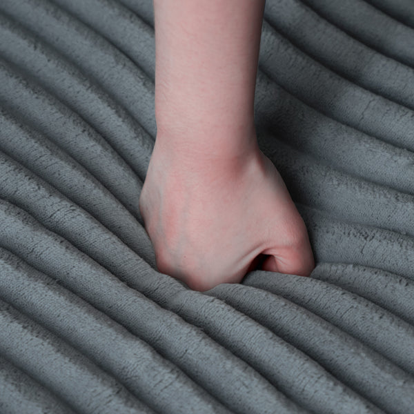 English Elm 112.99"Cloud Plush Corduroy Sectional Sofa with L-Shape Chaise, Modular Deep-Seat Comfort, No Assembly Grey W3276S00010