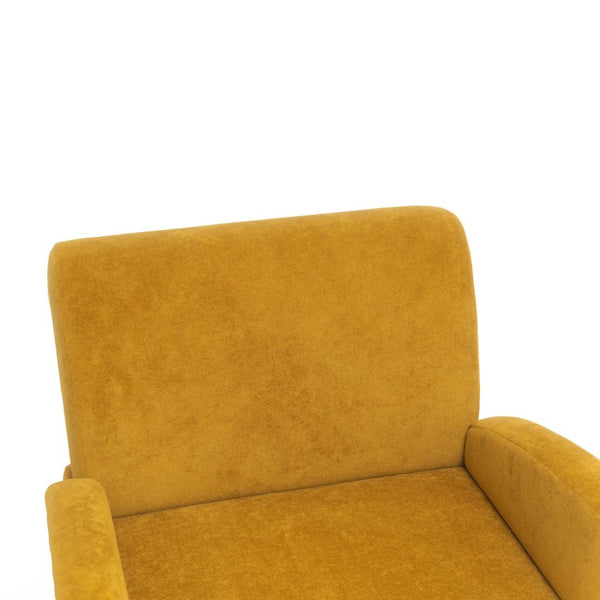 English Elm Lounge Accent Chair Velvet Upholstered Seat with Birch Legs for Compact Living Spaces Brown Yellow W2901P463462