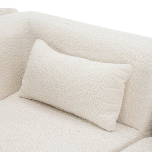English Elm Upholstered Boucle Sofa with Lumbar Pillow Pocket Spring Seating for Living Room Beige N719P250551A