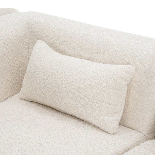 English Elm Upholstered Boucle Sofa with Lumbar Pillow Pocket Spring Seating for Living Room Beige N719P250551A