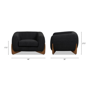 English Elm Jennifer Taylor Home - Alpine 44" Sherpa Arm Chair in Ebony Bouclé with 24" Deep Seat, Removable Cushion, Oak Legs Black B2719P238342