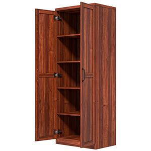 English Elm Homcom 63" Freestanding Kitchen Pantry With 5 Shelves, Adjustable Storage & Stylish Design In Tan W2225P229385