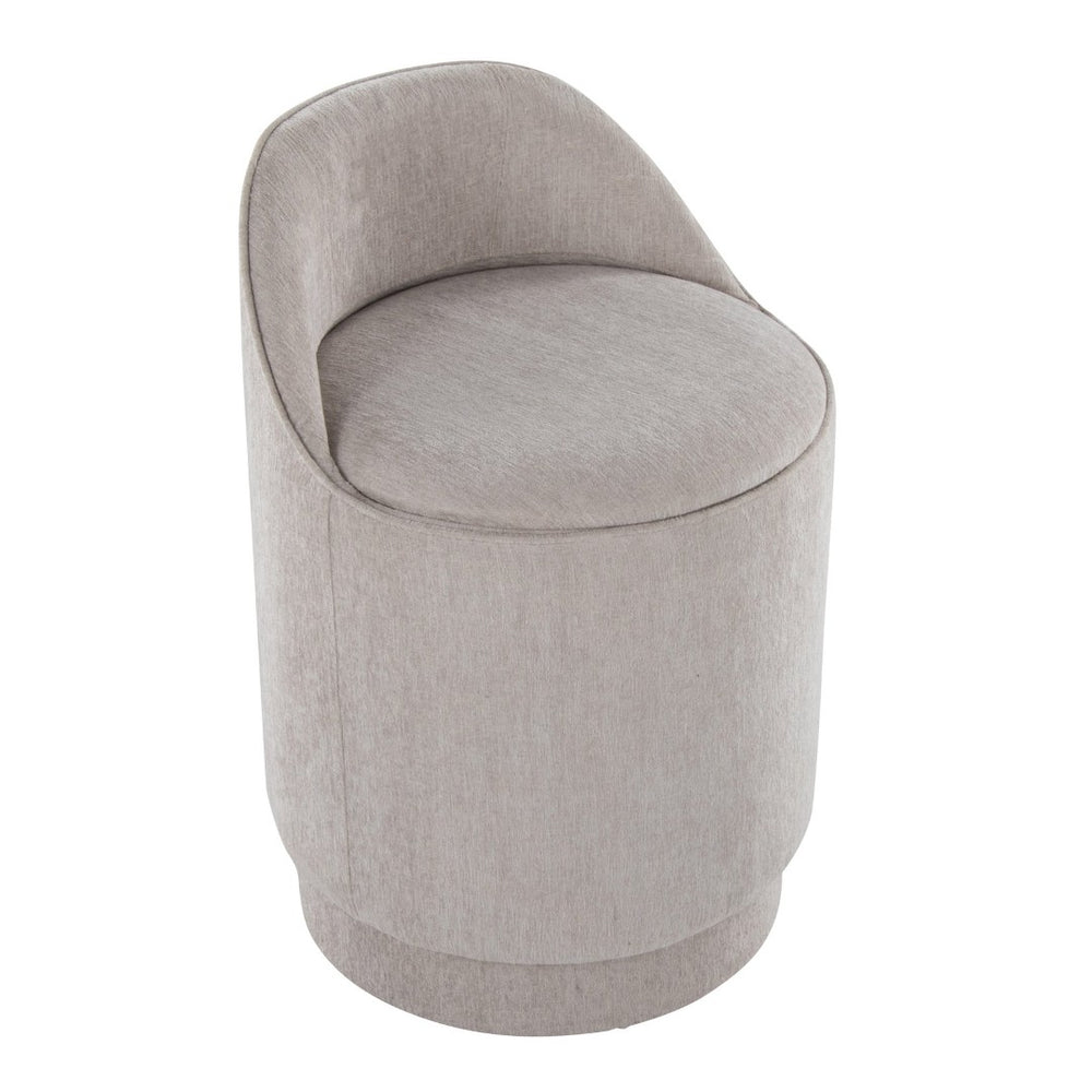 English Elm 18" Tufted Velvet Vanity Stool with 360 Swivel Base and Hidden Storage Compartment Grey B202P471495