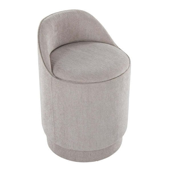 English Elm 18" Tufted Velvet Vanity Stool with 360 Swivel Base and Hidden Storage Compartment Grey B202P471495