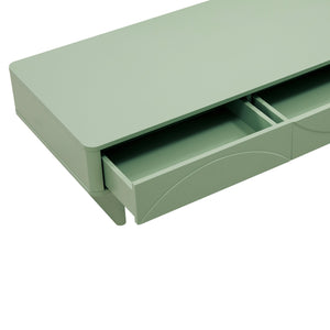 English Elm Ella 47" Coffee Table with Full-Extension Drawers, Open Shelf & Rounded Edges for Modern Living Sage Green B365S00060