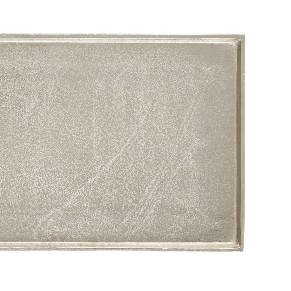 Boyles Silver C Table - Modern Antique Silver Side Table with Wavy Black Iron Base for Chic Spaces