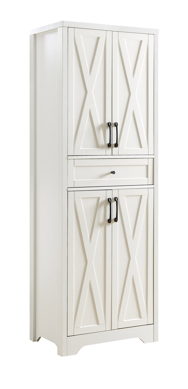 English Elm 68"high multifunctional sideboard with tempered glass accents, large-capacity storage, anti-dump safety and sleek modern design for living room, office, bedroom White W1162P205097