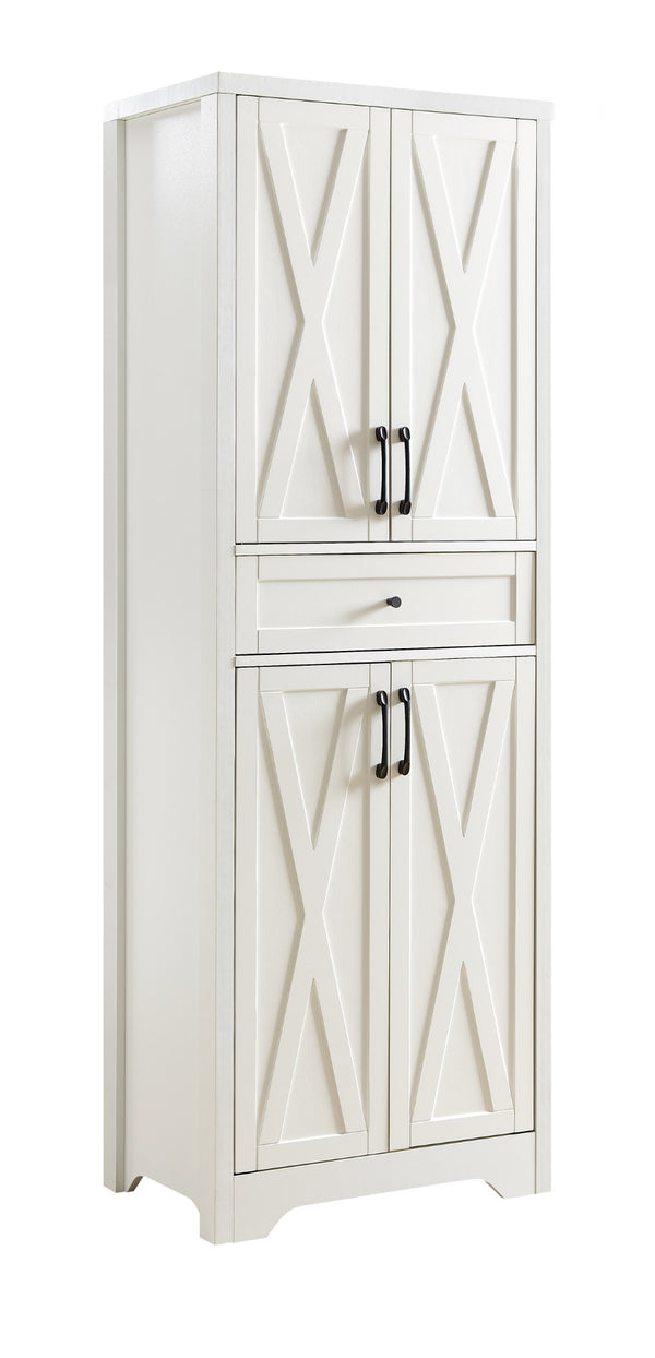 English Elm 66" Modular Wall Unit with Tempered Glass Shelving and Warm Wood Veneer Finish White W1162P313310