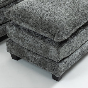 English Elm 55.32*39.76" Boucle Single Sofa with Ottoman, Wide Deep Cushion, Wrapped Arms, Storage Pockets, Cozy Contemporary Appeal DARK GREY W2715P269755