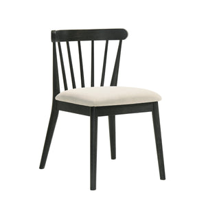 English Elm Set of 2 Rustic Farmhouse Dining Side Chairs in Black Solid Wood, Weathered Finish, Easy Assembly, Durable Seating W2537P214243