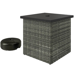 English Elm Outdoor Pe Rattan Side Table with Built-in Umbrella Hole for Patio Lounge Areas Gray T3971P443849
