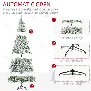 English Elm Homcom 9' Snow Flocked Pine Artificial Christmas Tree - Realistic, Easy Setup & Customizable Decor W2225P229663