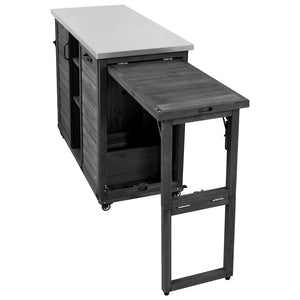 English Elm K&k Outdoor Rolling Kitchen Island Fir Wood Stainless Steel Top with Foldable Prep Station Black N707P370276B