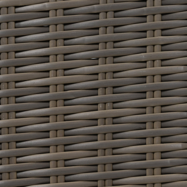 English Elm K&K 8-Piece Wicker Patio Set with 360° Swivel Rockers, Acacia Storage Table, Durable Cushions Beige+Brown N707S000016Z