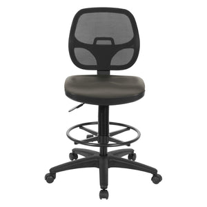 OSP Home Furnishings Deluxe Ergonomic Drafting Chair with Mesh Back Dillon Fabric Seat and Adjustable Footring Dillon Graphite DC2990V-R111