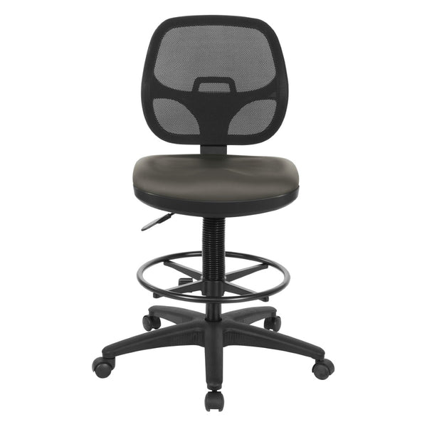 OSP Home Furnishings Deluxe Ergonomic Drafting Chair with Mesh Back Dillon Fabric Seat and Adjustable Footring Dillon Graphite DC2990V-R111