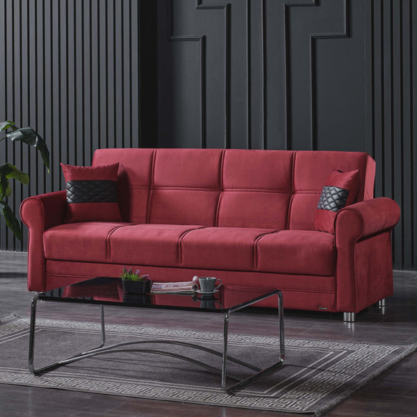 English Elm PrimeNest Liora Collection Upholstered Convertible Sofabed with Storage — Microfiber, Space-Saving Comfort Burgundy B030P286492