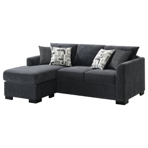 English Elm Pacheco Charcoal Fabric Sleeper Sectional with Chaise Pocket Coil Cushions Modern Living B062P451783