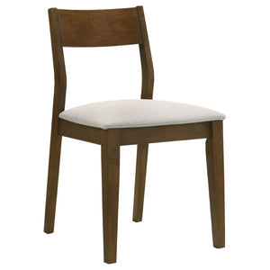 English Elm Warren Rubberwood Rectangular Dining Set Seats Four with Upholstered Chairs Modern B062S01394