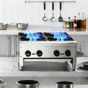 English Elm Commercial Four Burner Countertop Gas Range Stainless Steel 112000 Btu Restaurant W5057P394270