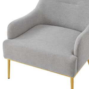English Elm Modern Chenille Armchair with Curved Back Gold Legs Plush Accent Seat for Any Room Grey N763P360684E