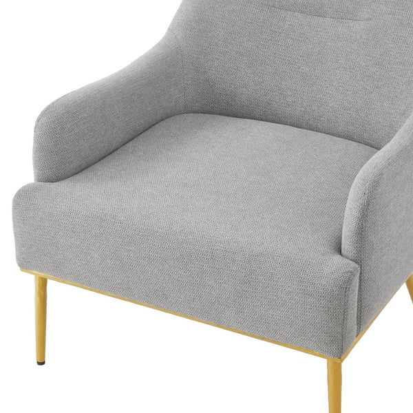 English Elm Modern Chenille Armchair with Curved Back Gold Legs Plush Accent Seat for Any Room Grey N763P360684E