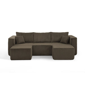 English Elm Compact Modular Sectional Corduroy Sofa High Density Foam Fill for Small Space Living Brown W487P411612