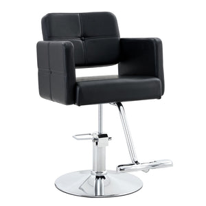 English Elm Fashionable Hydraulic Salon Chair Black Pu Leather Swivel Seat for Styling Studios W1151P361700
