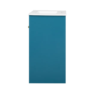 English Elm 30'' Modern Bathroom Vanity With Ceramic Sink, Durable Blue Finish & Ample Storage For Essentials N710P228374C