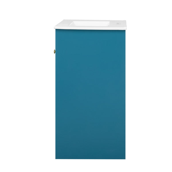 English Elm 30'' Modern Bathroom Vanity With Ceramic Sink, Durable Blue Finish & Ample Storage For Essentials N710P228374C