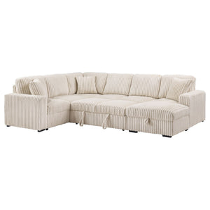 English Elm Thurston Corduroy Sectional Sofa with Hidden Chaise Storage and Pop-up Sleeper Camel B062S01483