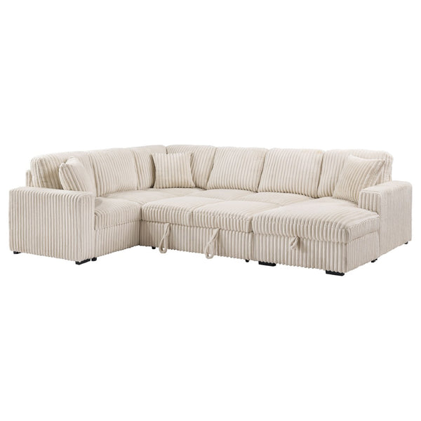 English Elm Thurston Corduroy Sectional Sofa with Hidden Chaise Storage and Pop-up Sleeper Camel B062S01483