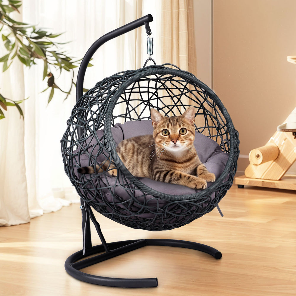 English Elm Cat Swing Bed With Stand & Cushion - Cozy Indoor Hammock For Cats, Small Dogs & Pets, Stylish Design W2500P283871