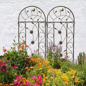 English Elm 2 Pack Powder Coated Steel Garden Trellis Tall Rustproof Climbing Plant Support Panels W1586P243847