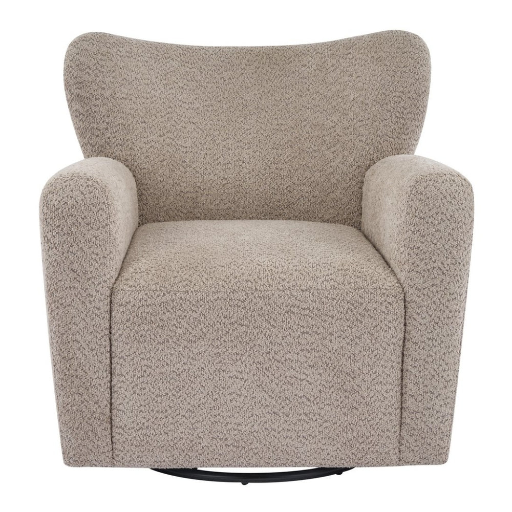 English Elm Modern Bouclé Wingback Swivel Chair with 360 Degree Rotation for Living Room Black,Camel N776P403573M