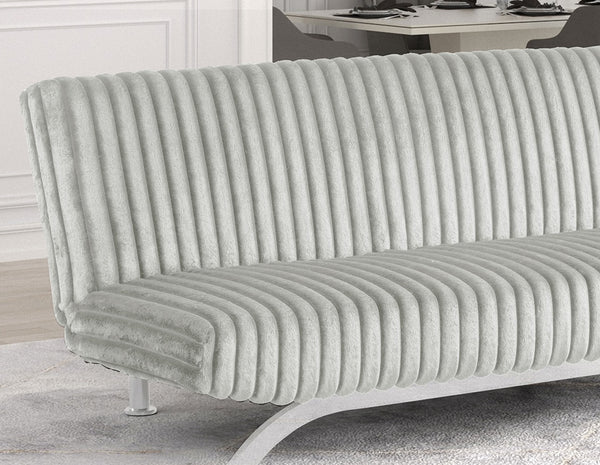 English Elm Contemporary Microfiber Futon Sofa Converts to Bed with Chrome Legs, Compact Space-Saving Design, Durable Upholstery Light Gray 45 L x 72 W x 9 H B2741P363791