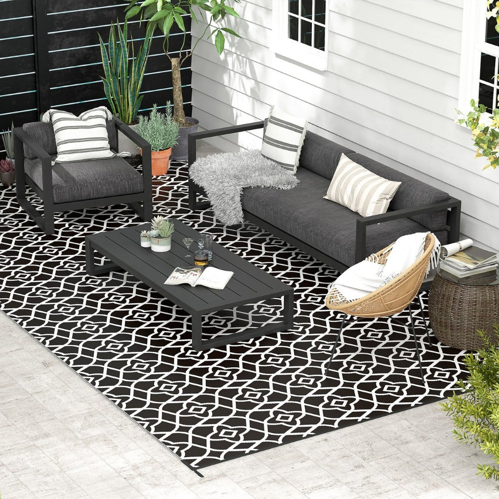 English Elm Outsunny Reversible Polypropylene Outdoor Rug Geometric Waterproof Mat for Camping Decks W2225P174552